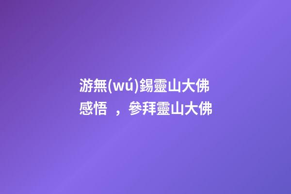 游無(wú)錫靈山大佛感悟，參拜靈山大佛